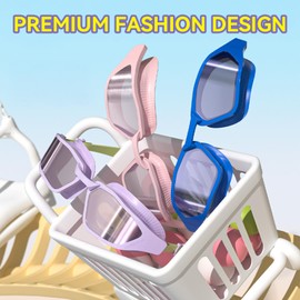 WATER TIME Kids Swim Goggles,Swimming Goggles for Kids 8-14,No Leaking UV Protection Wide View Wateproof in Water pool. (Purple & Green Buddy)