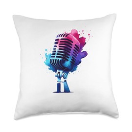 Microphone Mic Singer Podcast Host Podcaster Throw Pillow