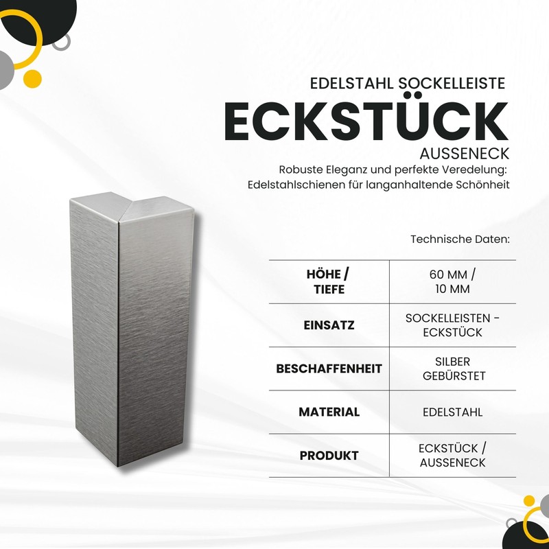 Skirting Board Stainless Steel Floor Boards V2A Length 250 cm