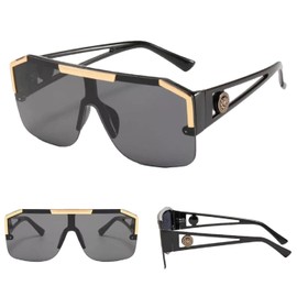 No Name Ltd Oversized Rapper One Piece Shield Sunglasses for Men Woman Celeb Square Retro Hip Hop GangsterShades Glasses