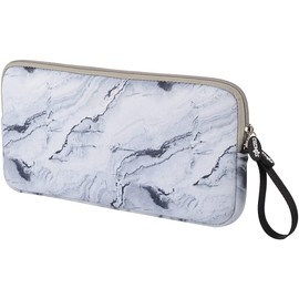 CM Neoprene Carrying Case Bag Protection Pouch Compatible with Magic Keyboard, Wireless Keyboard, Magic Mouse and Wireless Trackpad (White Marble Pattern)