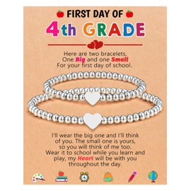 UPROMI First Day of 4th Fourth Grade Bracelet, Back to School Bracelet Mommy and Me 1st First Day of School Bracelet Mom and Daughter Back to School Gifts