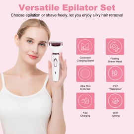 Epilators Hair Removal for Women, 4 in 1 3.0 Women Face Epilator, Facial, Eyebrow and Nose Hair Trimmer for All Skin Types, Removable and Washable Heads