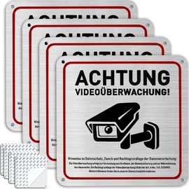 luckaide Signs for Video Surveillance, 150 x 150 mm Video Surveillance Sign, Private Property Warning Video Surveillance Sign, Sticker Video Surveillance, Camera Surveillance Sign Camera Surveillance