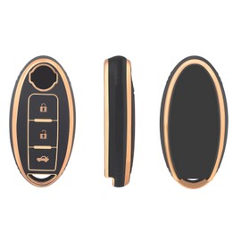 OFFCURVE Car Key Case, Key Cover, Key Cover, Protective Cover, 3/4 Buttons, Fits Nissan Qashqai Juke Micra Murano Note X-Trail 370Z J11 T32 Pathfinder Tiida Cube Infiniti