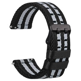 WOCCI Nylon Watch Strap, Silky Nylon Watch Strap with Double Holes, Compatible Watch Lug Width 18 mm, 20 mm, 22 mm, Nylon