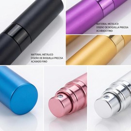Atomizador Mini, Atomizador de Perfume, Frasco de Aluminio Portátil, Incluye Herramienta de Llenado y Reutilizable, Diseño Giratorio, 6 Colores, 8 ml