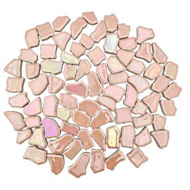 0.68"-1.53" Irregular Ceramic Mosaic Tiles,500g/1.1lb Ceramic Mosaic Tiles for Crafts,Ceramics Mosaic Pieces for Home Decoration or DIY Crafts,Mosaic Making Supplies (Iridescent Pearl Pink)