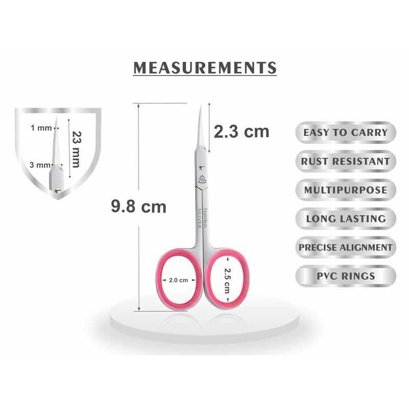 Cuticle Scissors Extra Fine Curved, Super Slim Small Scissors with