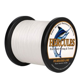 Hercules Super Strong 500M 547 Yards Braided Fishing Line 100 LB Test for Saltwater Freshwater PE Braid Fish Lines 4 Strands - White, 100LB (45.4KG), 0.55MM