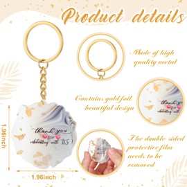 Kigeli 24 Pcs Wedding Favors for Guests Thank You Acrylic Keychain Bulk Wedding Gifts for Guests Wedding Party Supply Cute Key Chains Charms for Birthday Bridal Baby Shower Decor(Gold, Gold Foil)