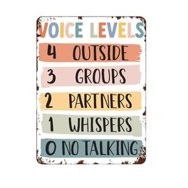JINHEQIAO Voice Level Chart, 12x8Inch Metal Signage - Rainbow Boho, Classroom Management, Decorative Signage, Rectangular, Retro Style, Wall Mount, 12.0 x 8.0 Inches