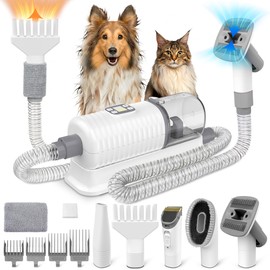 binROC Dog Grooming Vacuum & Hair Dryer Dog Blower for Shedding Grooming, 6 in 1 Pet Grooming Vacuum for Dogs Cats at Home with Pet Clippers and 4 Combs, 9 Adjustable Speed and Temperature Control