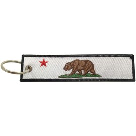 Llavero de la bandera de California, 100% bordado, Blanco, Universal