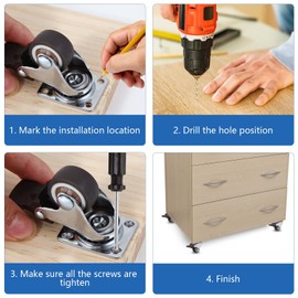 WBD WEIBIDA 2 Inch Casters Wheels Set of 4, Heavy Duty Plate Swivel Rubber Casters with Brakes, No-Noise TPR Rubber Wheels for Furniture, Tables, Boxes, Safe for Hardwood Floors & Carpets