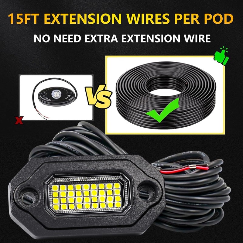 4Pods Metal Bright Pure White LED Rock Lights Kit,Per pod