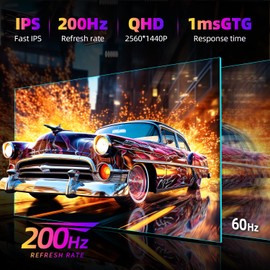 CUNPU 27 Inch QHD 2560 x 1440 Gaming Monitor, 180Hz (Up to 200Hz),1ms GTG, Fast IPS, DCI-P3 93%, High Brightness 450cd/㎡, G-Sync, Height Adjustable Vertical Stand, Speakers, DP/HDMI, 144Hz 2K Monitor