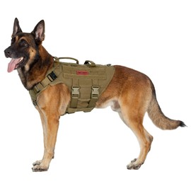 OneTigris X Destroyer Tactical Dog Harness 3 Handles Heavy Duty Dog Vest with Metal Buckles (Coyote Brown, XL)
