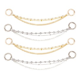 FINGERINSPIRE Pack of 4 3-Layer Shoe Decoration Chains, Brass Alloy Rhinestone Shoe Chain, Platinum/Gold Shoe Decoration Chain, Glittering Shoe Pendants, Accessories for Cave-like Shoes, DIY for Bags