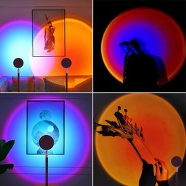 WKBYTUXR Sunset Lamp, Projector Rainbow Light 360 Degree Rotation Sunset Projector Lamps, Projection Night Light for Selfie/Photography/Home/Bedroom Decor/Living Room, USB Night Light (6 Colors) 1