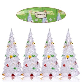 Garneck 4pcs Lighted Christmas Trees,4.7" Tabletop Christmas Tree,Mini LED Colorful Christmas Tree,Vintage Crystal Chirstmas Trees for Christmas Decoration