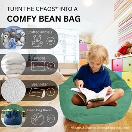 Delmach Bean Bag Stuffed Animal Storage Or Cover | No Filler | Double Stitched | Durable Zipper | Premium Microsuede