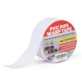TAPEBEAR Corrosion Protection Pipe Tape, Pipe Wrap Tape for Drain Pipe, Metal Electrical Outdoor Underground Pipe, Waterproof PVC White Tape, Duct Anti-Corrosion and Protection, 2Inch x 33Yard