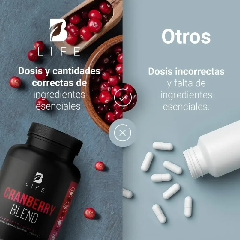 Arándano Concentrado 50:1. 180 Caps Cranberry Blend B Life. Sabor