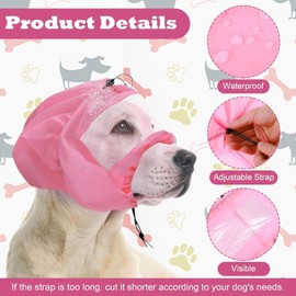 Adjustable Dog Bath Cap, Waterproof Ear Covers for Bath Shower Cap for Grooming Swimming Dog Ear Muffs Noise Rain Protection for Blow Drying (Pink, One Size)