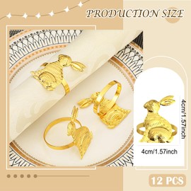 12 PCS Napkin Rings Set, Easter Bunny Dinner Napkin Buckle Holder, Handmade Rabbit Metal Napkin Clips Holders Buckles Pins Serving for Creative Party Gatherings Wedding Table Decor
