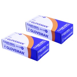 GLOVEMAN Clear Vinyl Gloves (Bundle 2 x Box of 100) (Medium)