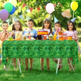 HCJDI 4 Pack Jungle Tablecloths Hawaiian Luau Tropical Palm Leaves Table Cloth Safari Theme Tablecloth Aloha Table Covers Safari Jungle Party Decorations Party Supplies 86 x 51 Inch (4)