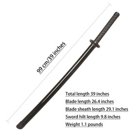 ShangYaSM Cold Steel Polypropylene Plastic Sword Black 39 inches, Used for Cosplay, Daily Practice, Gift, Party Decoration