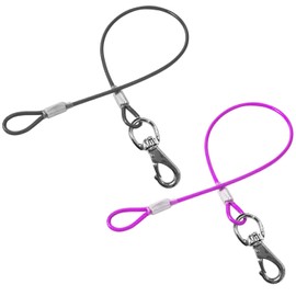 Mi Metty Chew Proof Dog Leash,2Pack Extension Metal Cable Lead,No Tangle Dual Dog Leashes,Multiple Leash for 2 Dogs,DHeavy Duty Dog Leash Extender for Collar &Harness (Black+Purple, 20in/50cm)