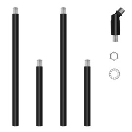 M10 Threaded Extension Poles Lighting Fixture Downrods Stems & 180 Degrees Sloped Ceiling Adapter Kits for Pendant Light, Island Lighting, Chandeliers (Black)