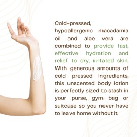 Jindilli Hydra-Opulence Macadamia Body Lotion for Women and Men, All-Natural, Cruelty-Free Moisturizer with Aloe Vera. Ideal for Sensitive Skin, Eczema, Rosacea, Sunburn, Massages. (3.4 fl oz)