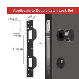 Semetall Door Strike Plate Reinforcement Plate- 1-5/8" x 11"- Front Door Security Devices Metal Striker Plates Door Latch Plate-Black (Single Pack)