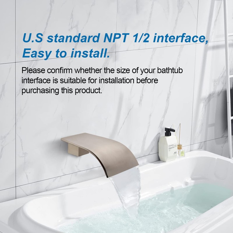 AZOS High Flow Tub Spout Wall Mounted Bathtub Faucet Filler