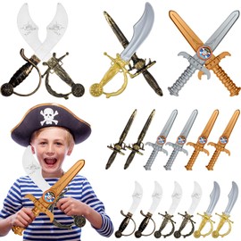 Liliful 12 Pcs Pirate Sword Cosplay Pirate Dagger Plastic Pirate Cutlass Sword Christmas Role Play Party Gifts(Pirate Sword, Knife)