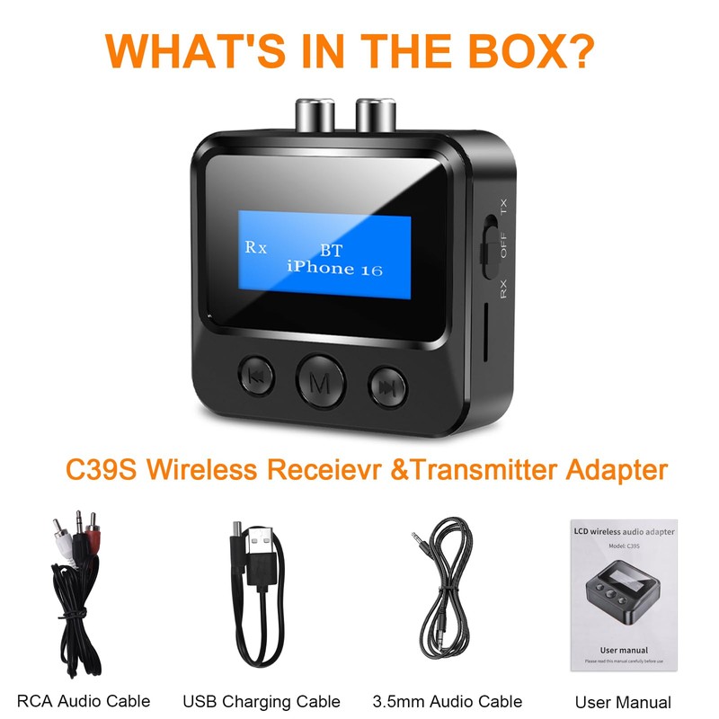 Bluetooth Transmitter Receiver for TV, Audio Adapter for Home Stereo