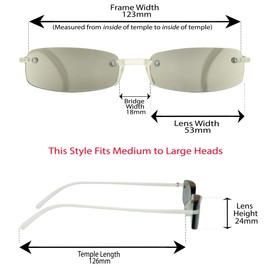 proSPORT 2 Pairs Reading Sunglasses +3.00 Smoke Grey & Smoke White Tinted Sun Readers Rimless Men Women Light