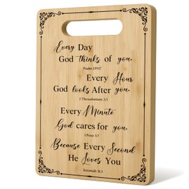 WNAGT Christian Cutting Board, Every Day God Thinks of You Bible Verse Chopping Board, Christian Gifts for Women, Christian Kitchen Decor, Decorative Bamboo Cutting Boards for Kitchen