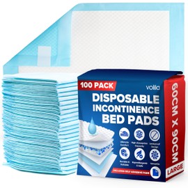 100 x Incontinence Bed Pads - Triple Layer 60cm x 90cm, Soft, Absorbent, Odor Control Incontinence Bed Sheets - Suitable for Elderly, Infants, and Post-Surgery Care (4 Packs of 25)