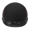 VCAN Cruiser Solid Flat Black Half Face Motorcycle Helmet (Flag,