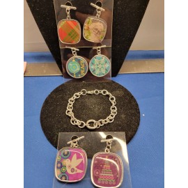 Seasons of Cannon Falls Pendant Bracelet Silver Chain Style with 6 Reversible Pendants 093