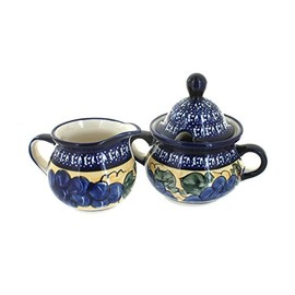 Blue Rose Polish Pottery Grapes Sugar & Creamer Set