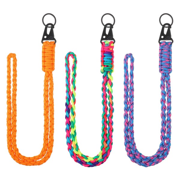 Vyuwast 3Pcs Paracord Lanyard Heavy Duty Lanyards for Neck Adjustable