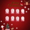 Christmas Press on Nails Short Square Fake Nails with Red