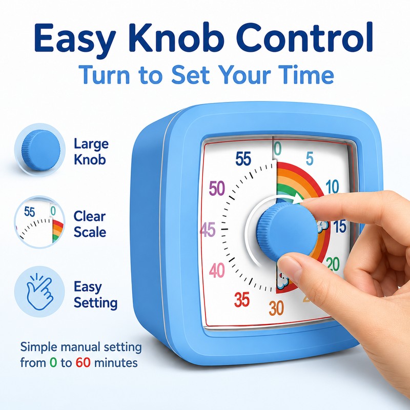 60-Minute Visual Timer for Kids & Kitchen – Silent Countdown