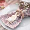 Lights4fun Set of 6 Wooden Easter Bunny and Egg Ornaments